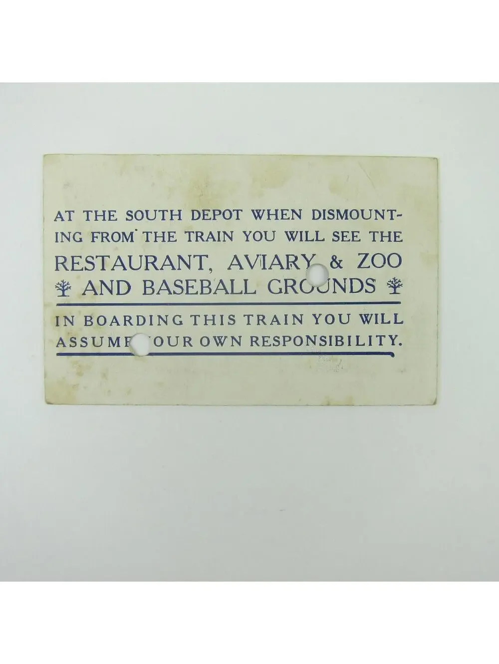 Train Ticket Eden Springs Park Benton Harbor Michigan House of David Antique